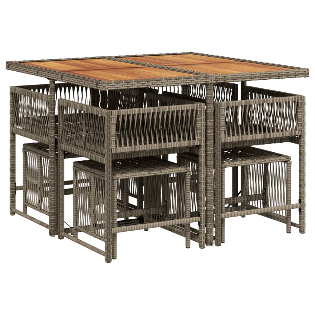 vidaXL Set mobilier grădină cu perne, 9 piese, gri, poliratan