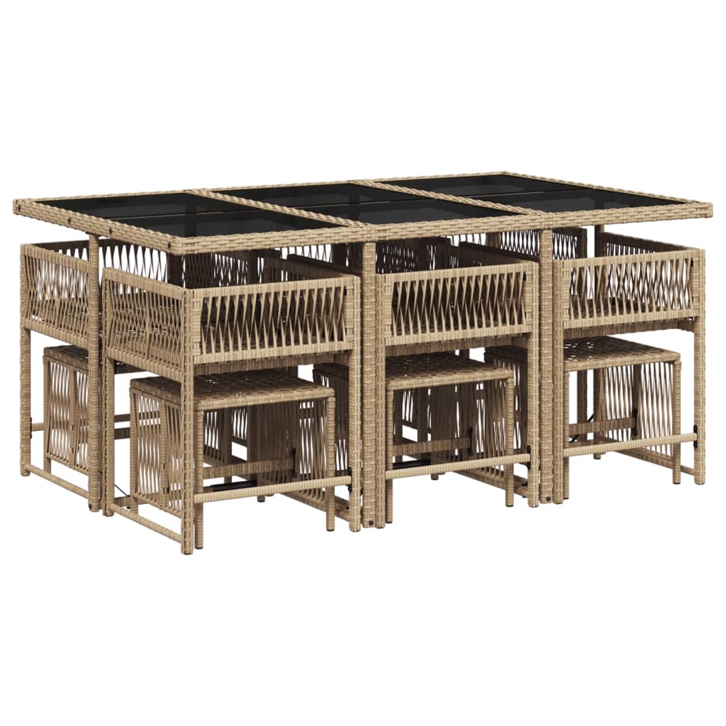 vidaXL Set mobilier grădină cu perne, 11 piese bej combinat poliratan vidaXL Set mobilier grădină cu perne, 11 piese bej combinat poliratan
