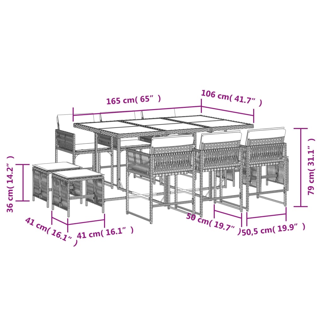 vidaXL Set mobilier grădină cu perne, 11 piese bej combinat poliratan vidaXL Set mobilier grădină cu perne, 11 piese bej combinat poliratan