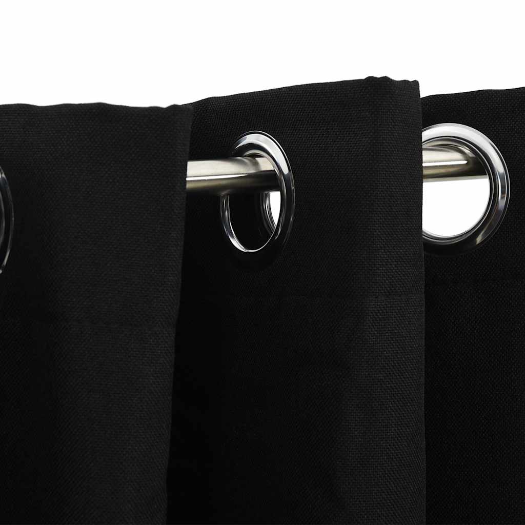 vidaXL Perdele opace, aspect pânză, ocheți, 2 buc., negru, 140x175 cm vidaXL Perdele opace, aspect pânză, ocheți, 2 buc., negru, 140x175 cm