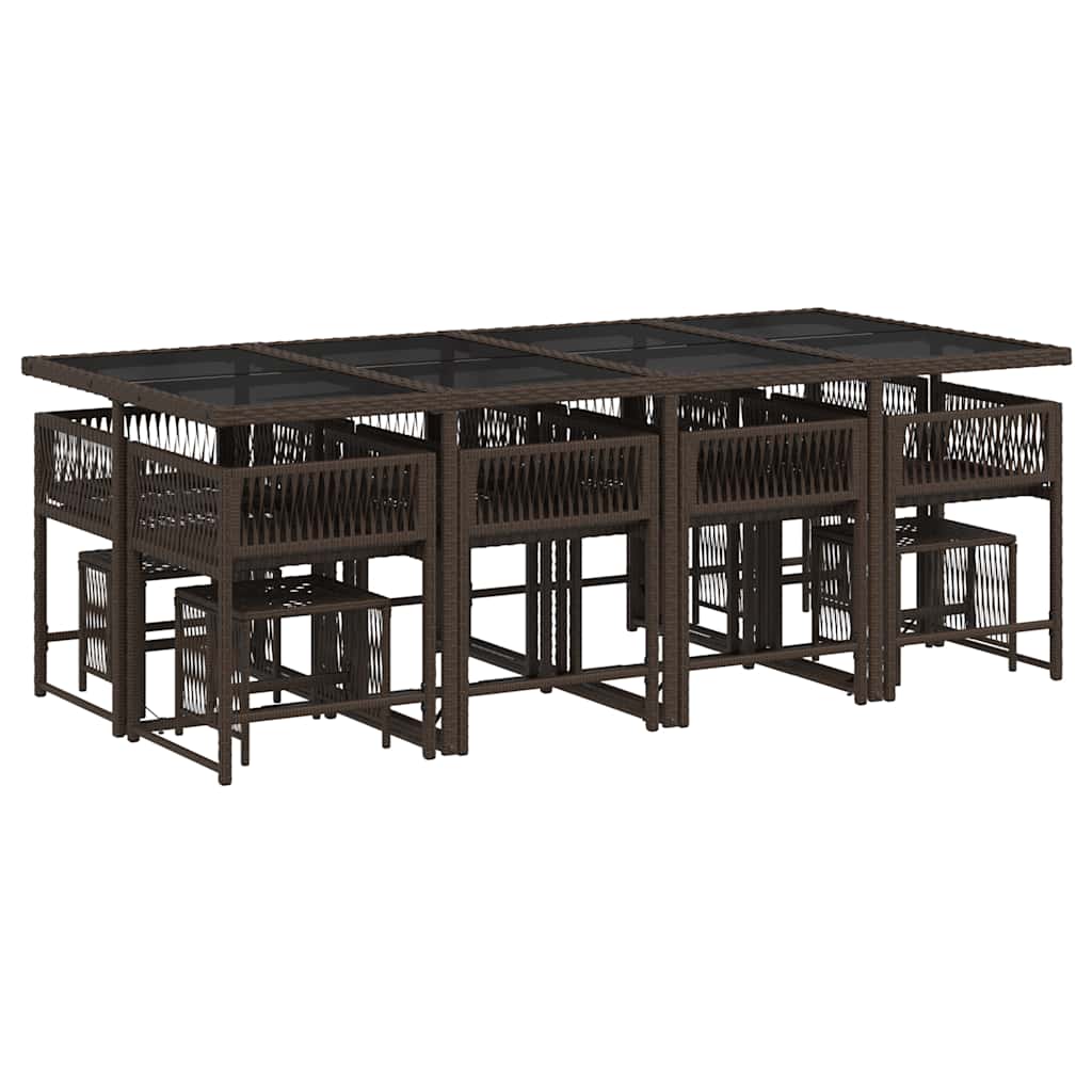 vidaXL Set mobilier de grădină, 13 piese, maro, cu perne, poliratan