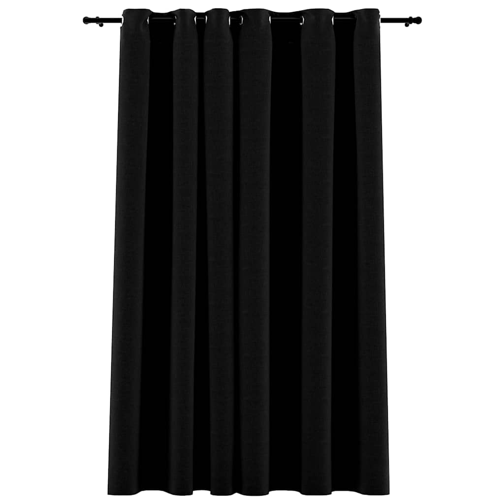 vidaXL Perdea opacă, aspect pânză, cu ocheți, negru, 290 x 245 cm vidaXL Perdea opacă, aspect pânză, cu ocheți, negru, 290 x 245 cm