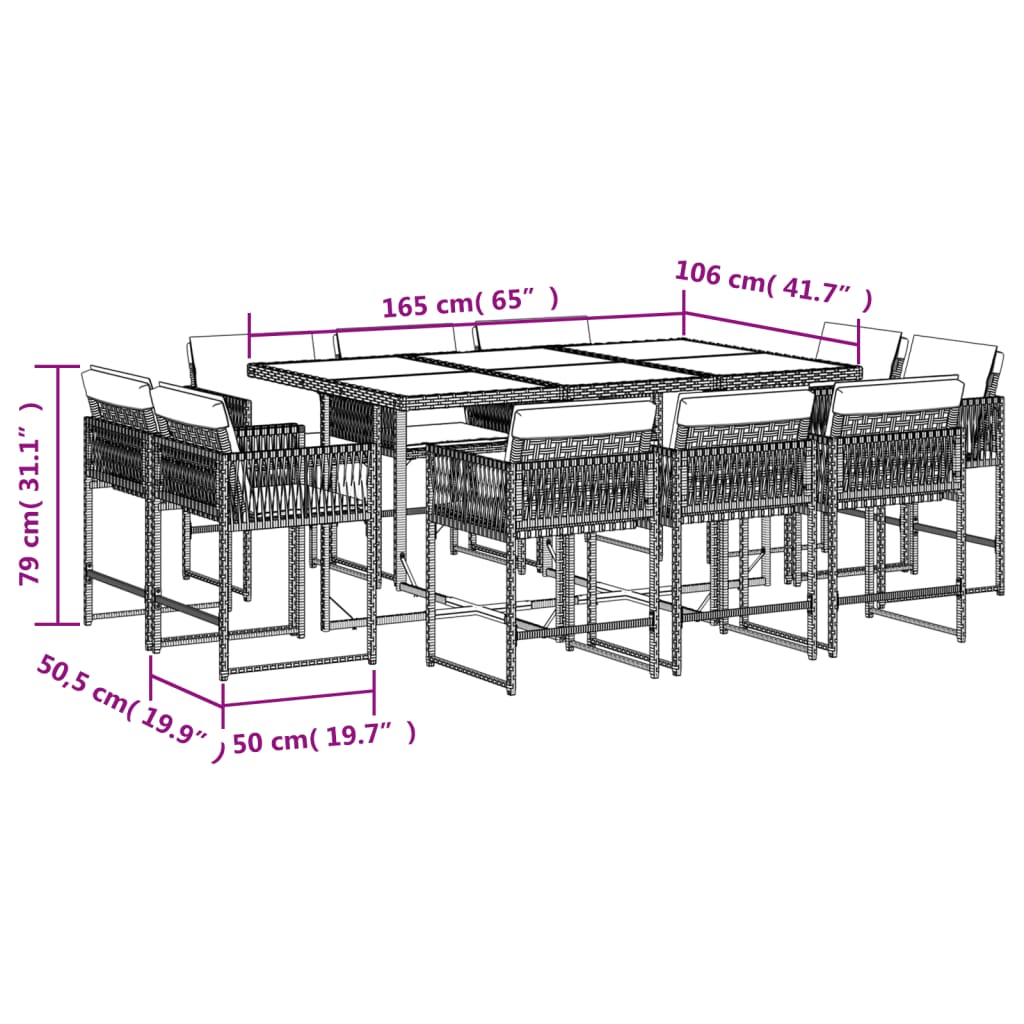 vidaXL Set mobilier grădină cu perne, 11 piese bej combinat poliratan vidaXL Set mobilier grădină cu perne, 11 piese bej combinat poliratan