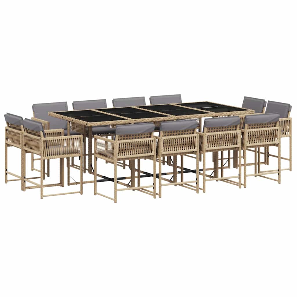 vidaXL Set mobilier grădină cu perne, 13 piese, bej combinat poliratan