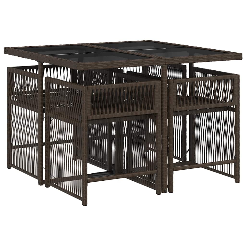 vidaXL Set mobilier de grădină, 5 piese, cu perne, maro, poliratan vidaXL Set mobilier de grădină, 5 piese, cu perne, maro, poliratan