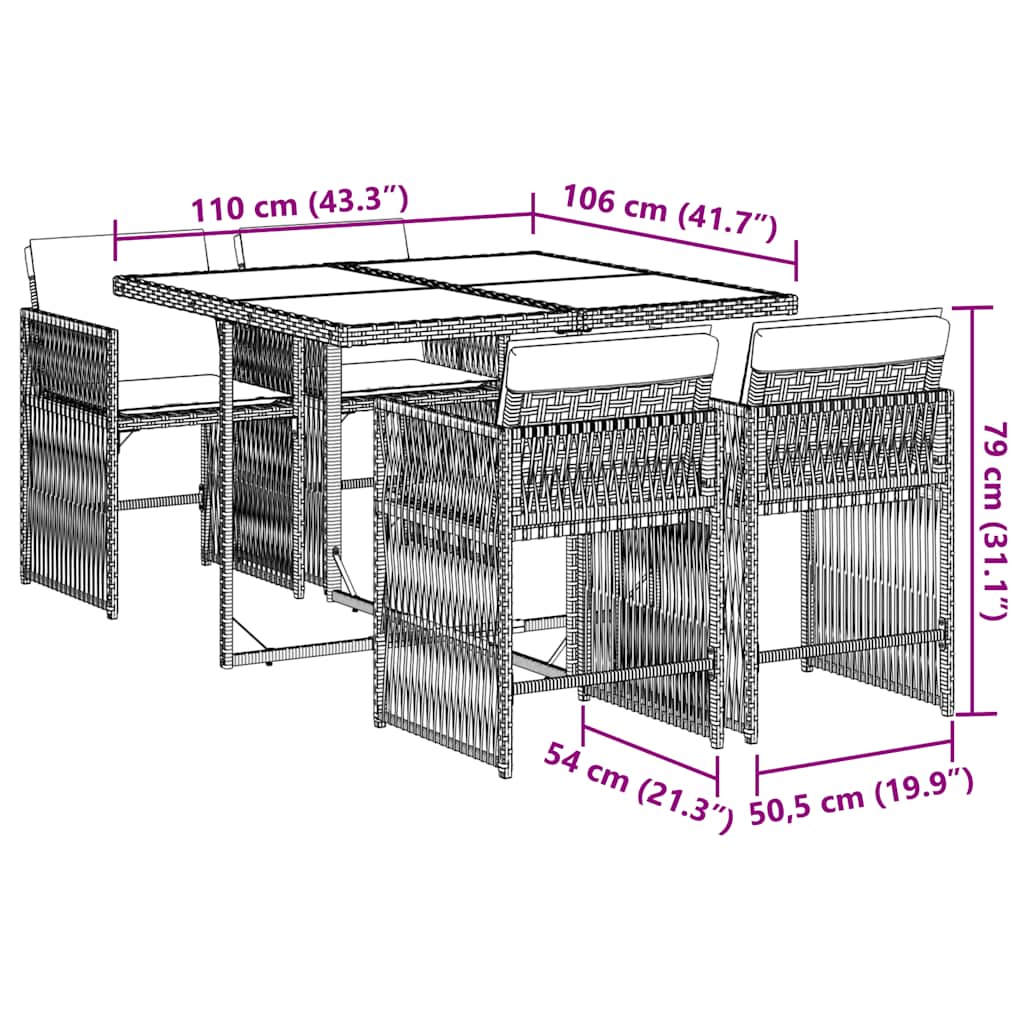 vidaXL Set mobilier de grădină, 5 piese, cu perne, maro, poliratan vidaXL Set mobilier de grădină, 5 piese, cu perne, maro, poliratan