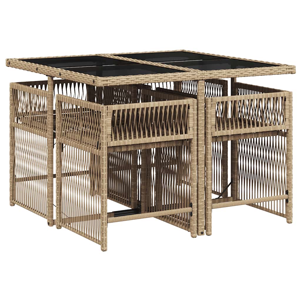 vidaXL Set mobilier pentru grădină, 5 piese, cu perne, bej, poliratan vidaXL Set mobilier pentru grădină, 5 piese, cu perne, bej, poliratan