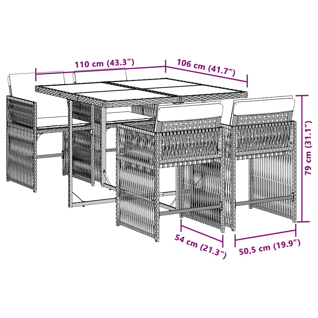 vidaXL Set mobilier pentru grădină, 5 piese, cu perne, bej, poliratan vidaXL Set mobilier pentru grădină, 5 piese, cu perne, bej, poliratan