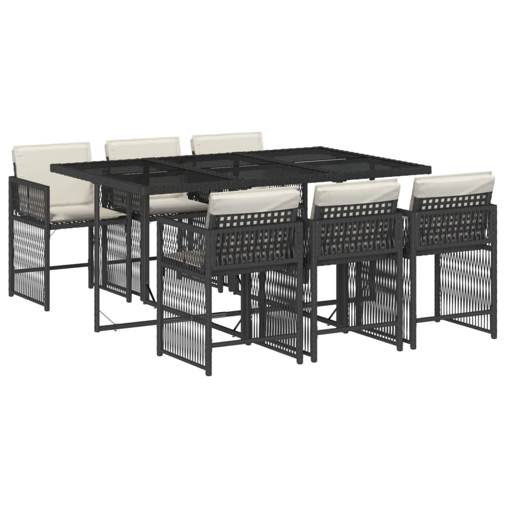 vidaXL Set mobilier de grădină cu perne, 7 piese, negru, poliratan vidaXL Set mobilier de grădină cu perne, 7 piese, negru, poliratan