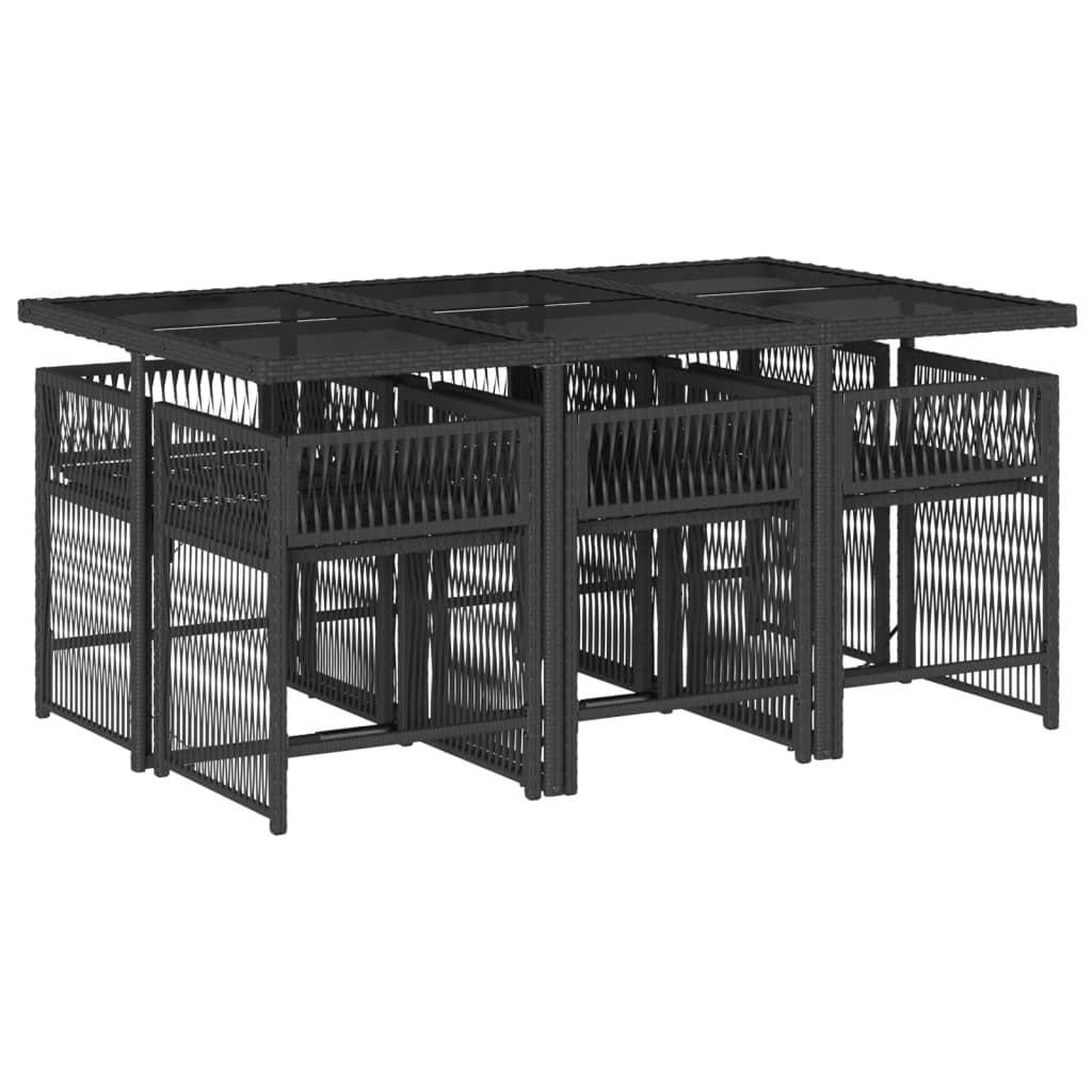 vidaXL Set mobilier de grădină cu perne, 7 piese, negru, poliratan vidaXL Set mobilier de grădină cu perne, 7 piese, negru, poliratan