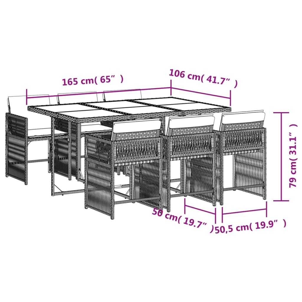 vidaXL Set mobilier de grădină cu perne, 7 piese, negru, poliratan vidaXL Set mobilier de grădină cu perne, 7 piese, negru, poliratan