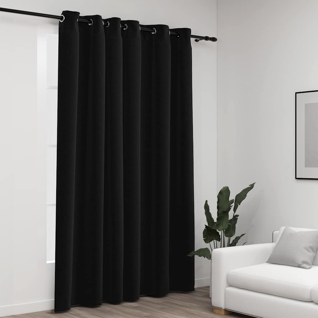 vidaXL Perdea opacă, aspect pânză, cu ocheți, antracit, 290x245 cm vidaXL Perdea opacă, aspect pânză, cu ocheți, antracit, 290x245 cm