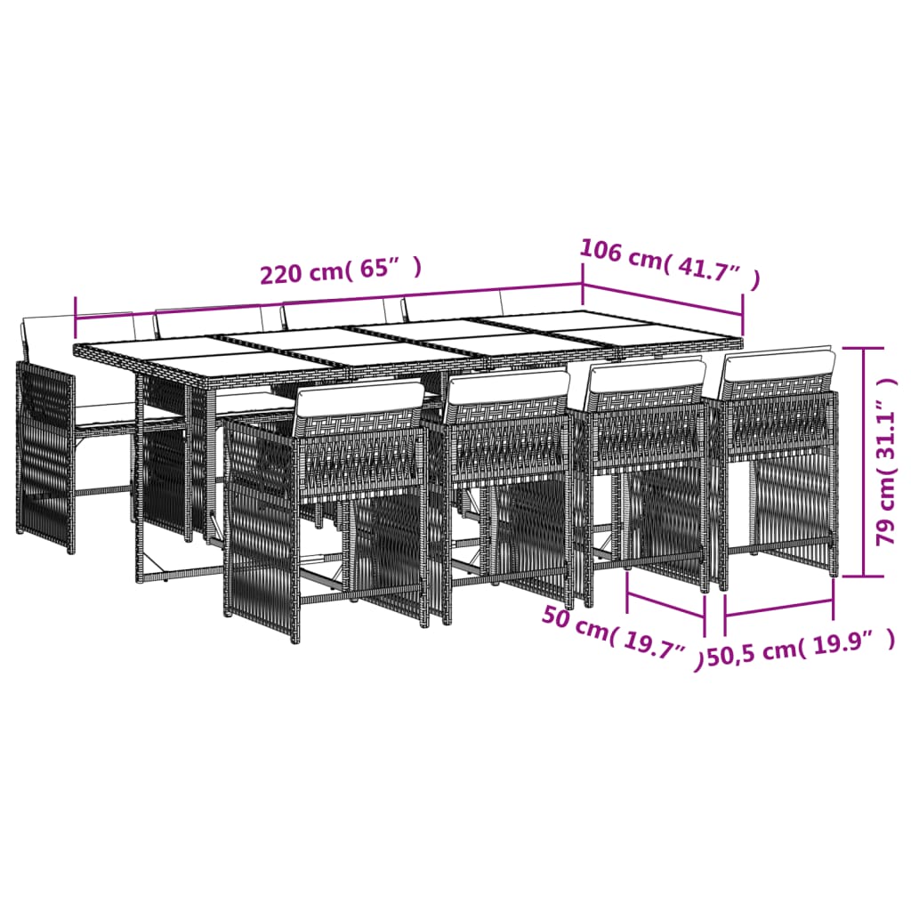 vidaXL Set mobilier de grădină cu perne, 9 piese, negru, poliratan vidaXL Set mobilier de grădină cu perne, 9 piese, negru, poliratan