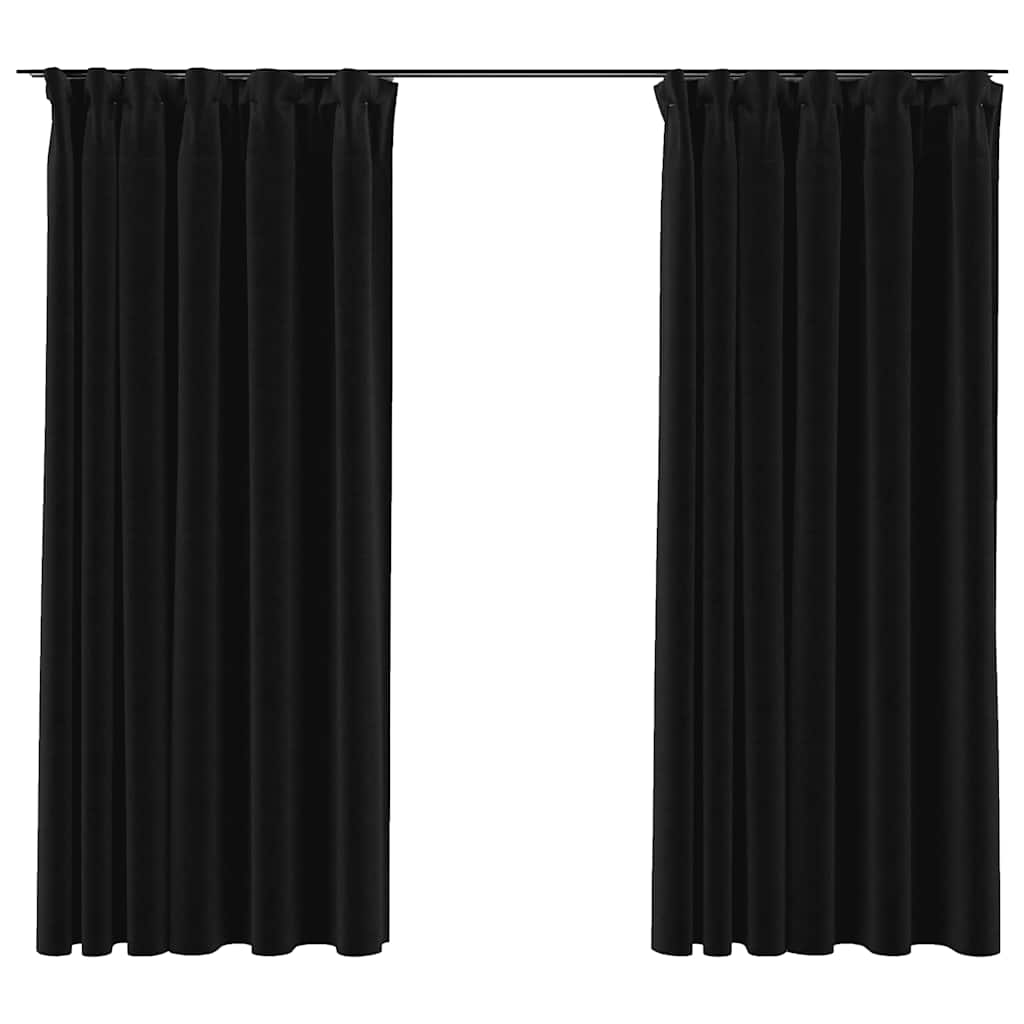 vidaXL Draperii opace aspect in, cârlige, 2 buc., antracit, 140x175 cm vidaXL Draperii opace aspect in, cârlige, 2 buc., antracit, 140x175 cm