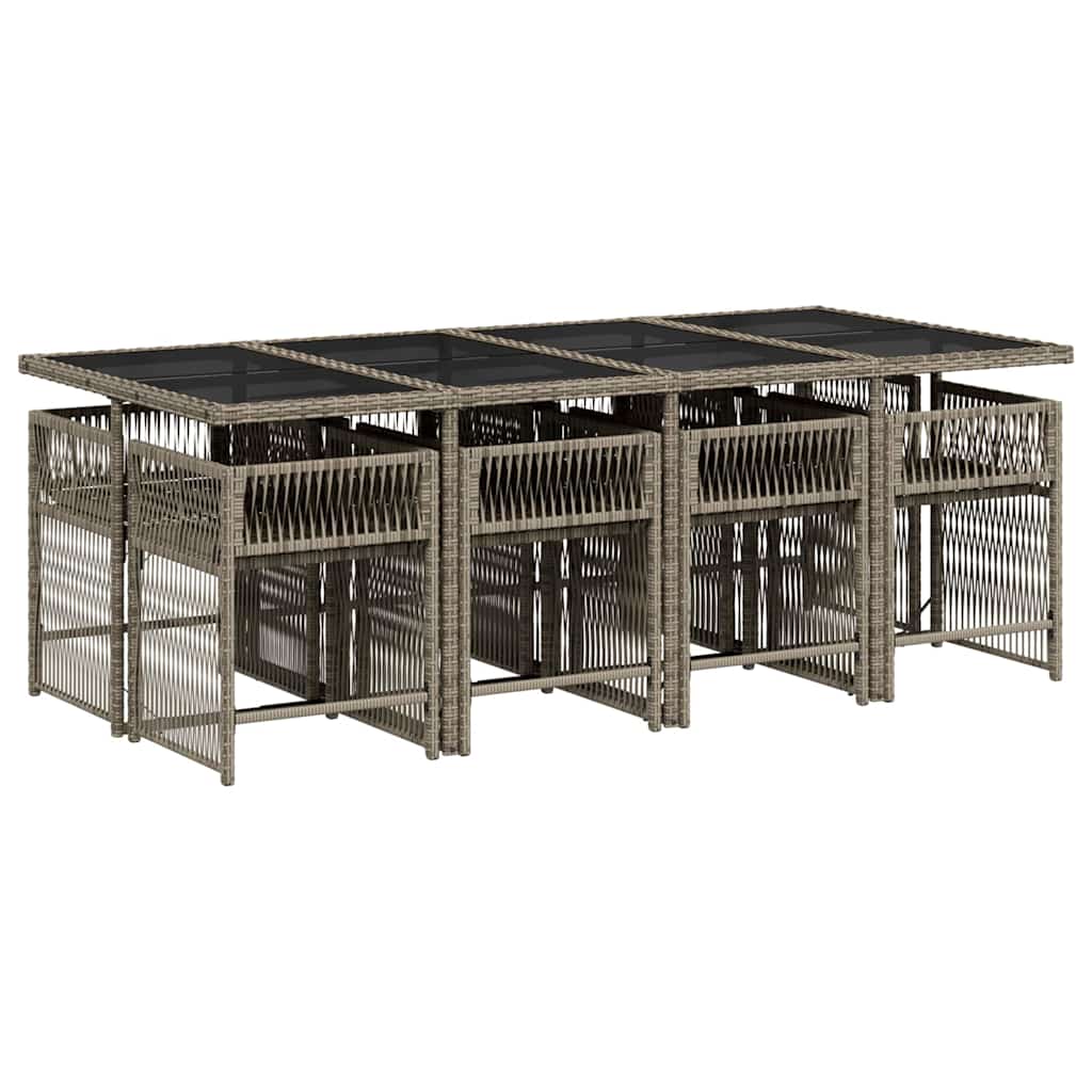 vidaXL Set mobilier grădină cu perne, 9 piese, gri, poliratan vidaXL Set mobilier grădină cu perne, 9 piese, gri, poliratan