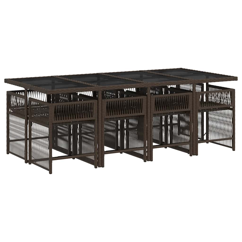 vidaXL Set mobilier de grădină cu perne, 9 piese, maro, poliratan