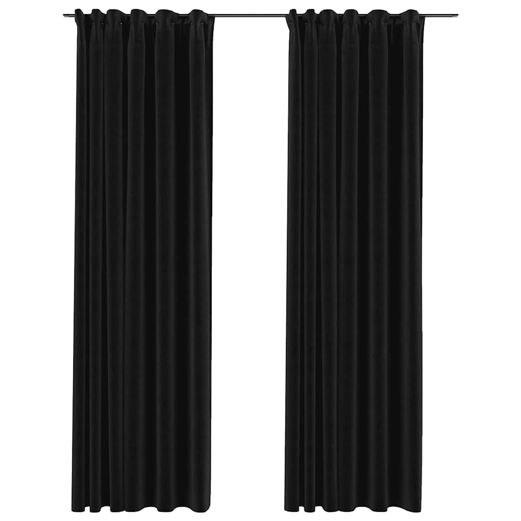 vidaXL Draperii opace aspect in, cârlige, 2 buc., antracit, 140x225 cm vidaXL Draperii opace aspect in, cârlige, 2 buc., antracit, 140x225 cm