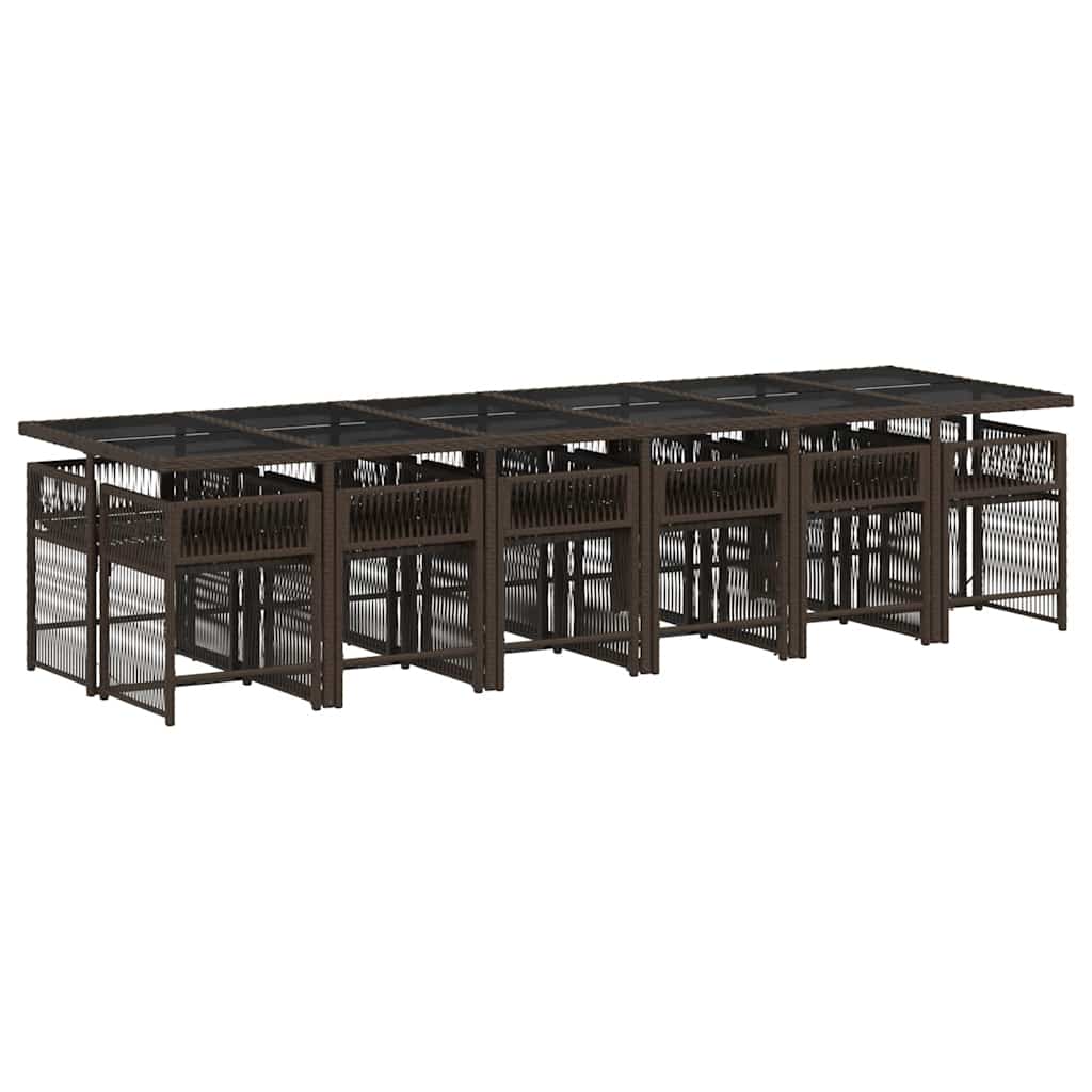 vidaXL Set mobilier de grădină, 13 piese, maro, cu perne, poliratan vidaXL Set mobilier de grădină, 13 piese, maro, cu perne, poliratan