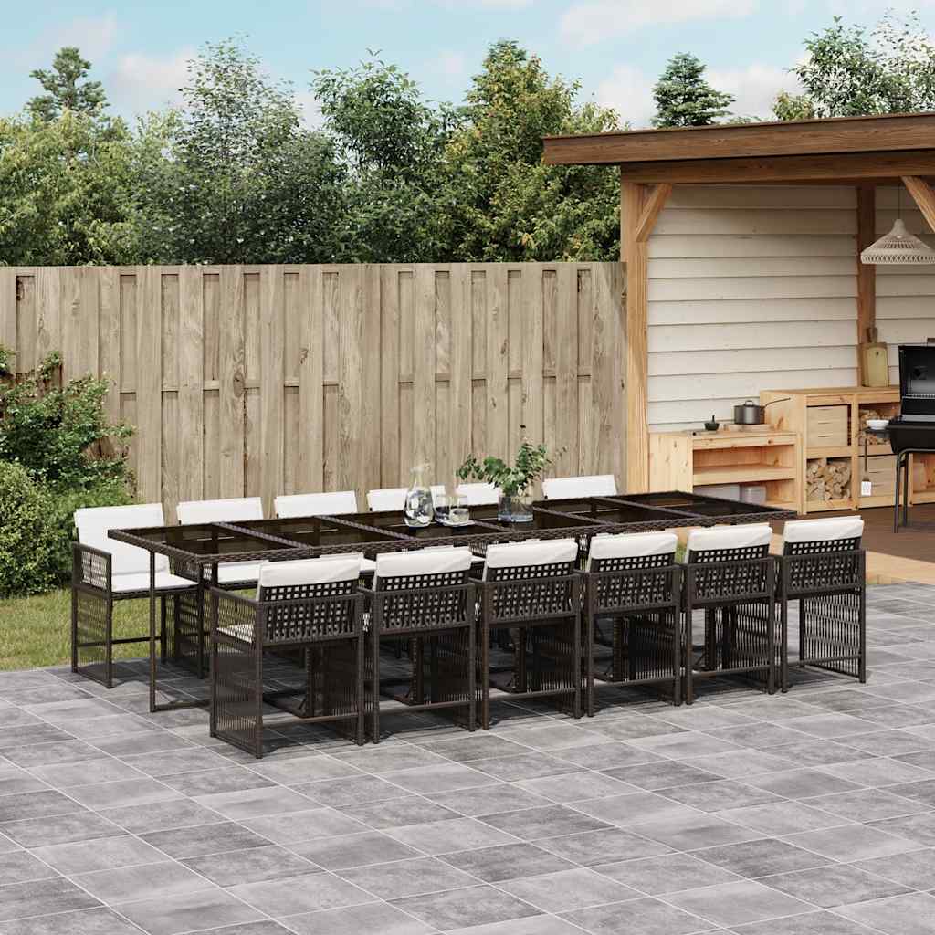 vidaXL Set mobilier de grădină, 13 piese, maro, cu perne, poliratan vidaXL Set mobilier de grădină, 13 piese, maro, cu perne, poliratan