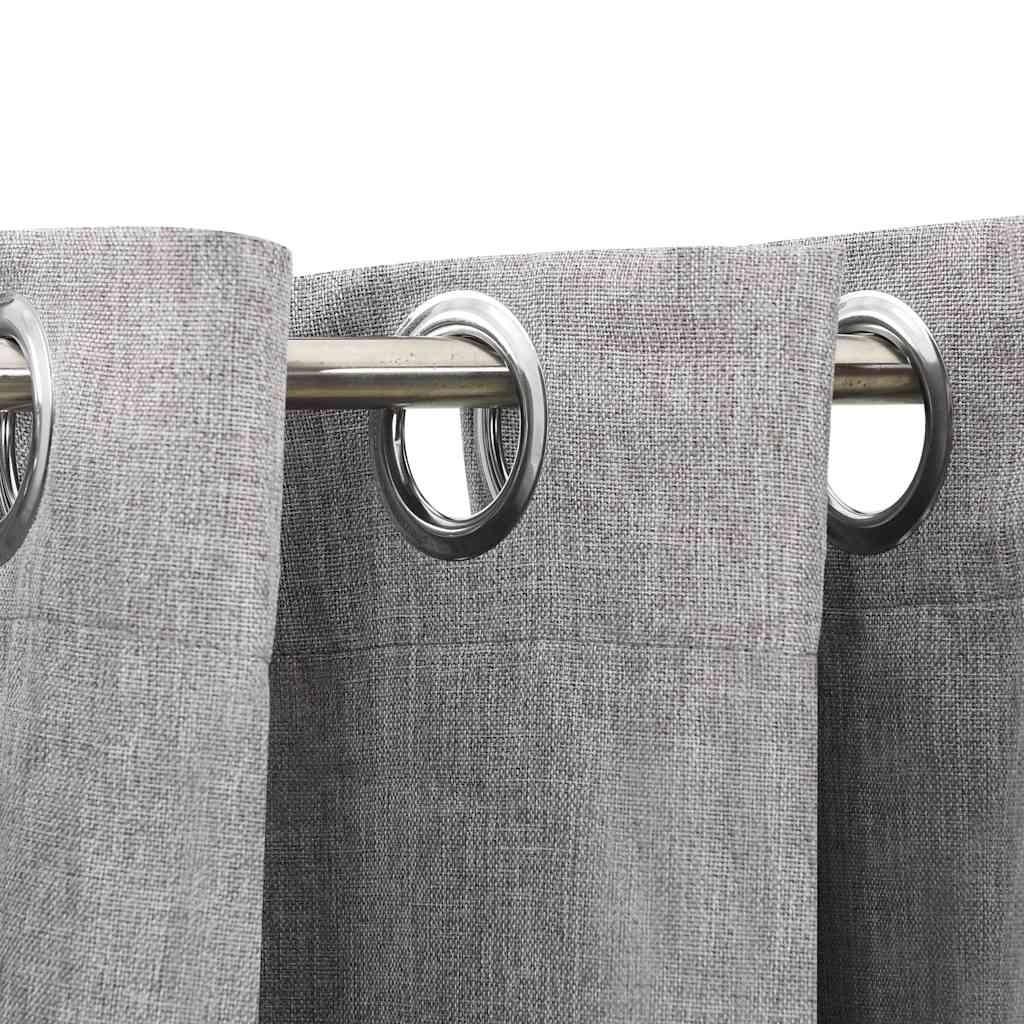 vidaXL Draperii opace, aspect in, cu ocheți, 2 buc., gri, 140x175 cm vidaXL Draperii opace, aspect in, cu ocheți, 2 buc., gri, 140x175 cm