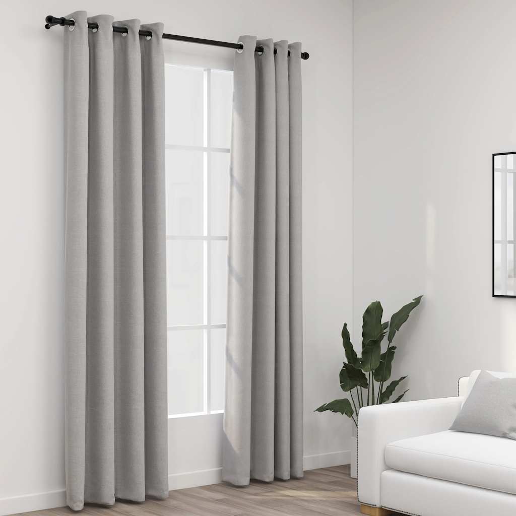 vidaXL Perdele opace, aspect pânză, cu ocheți, 2 buc., gri, 140x245 cm vidaXL Perdele opace, aspect pânză, cu ocheți, 2 buc., gri, 140x245 cm