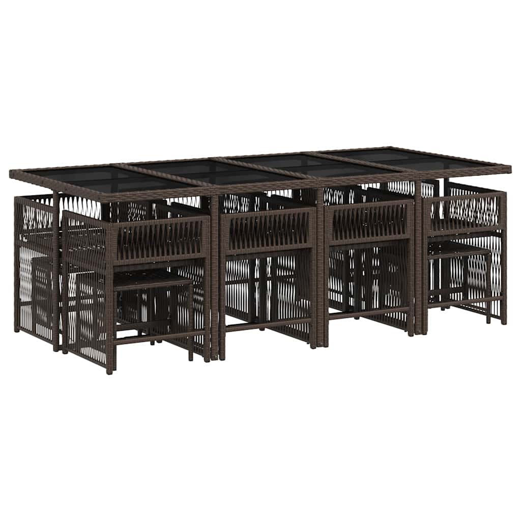 vidaXL Set mobilier de grădină, 13 piese, maro, cu perne, poliratan vidaXL Set mobilier de grădină, 13 piese, maro, cu perne, poliratan