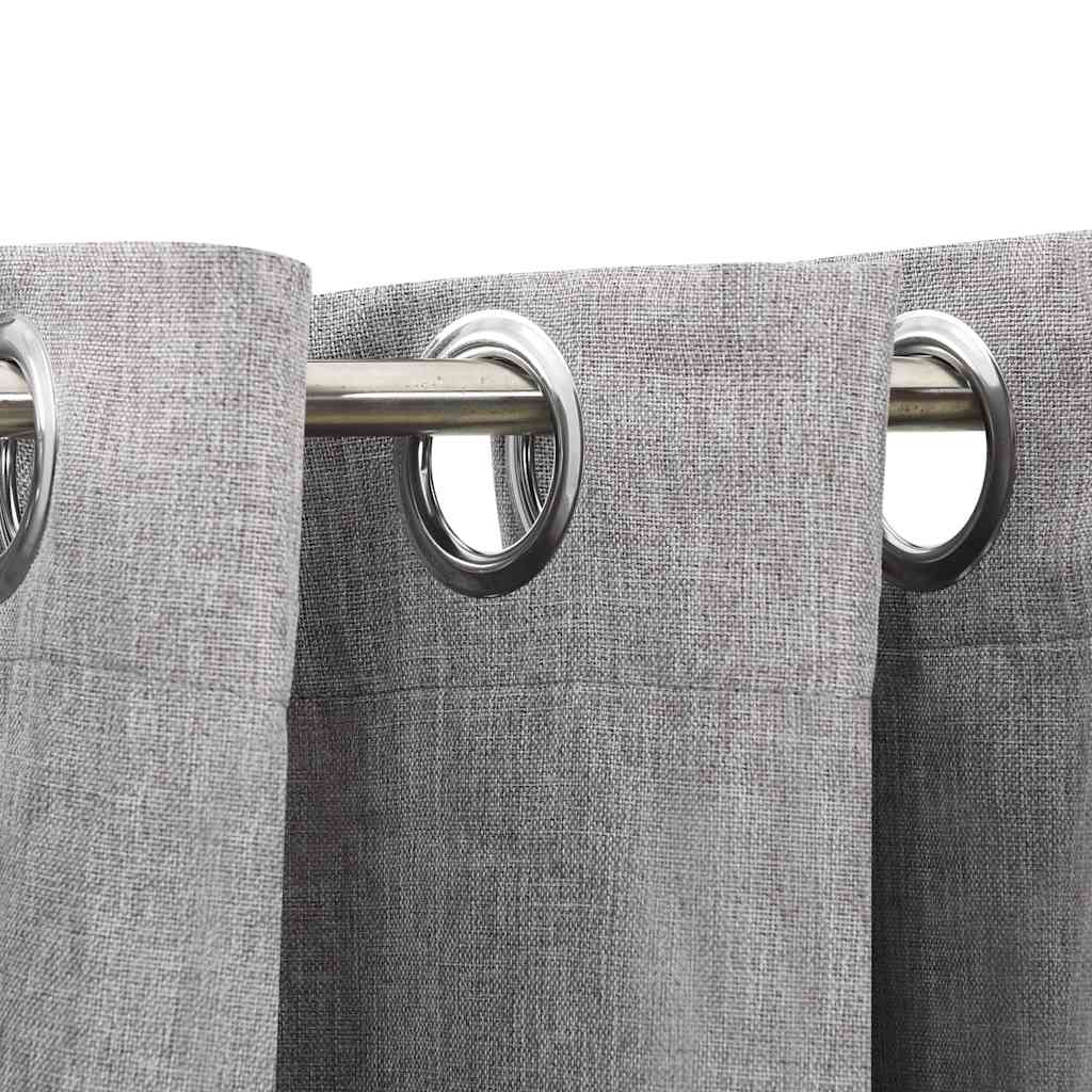 vidaXL Perdea opacă, aspect pânză, cu ocheți, gri, 290x245 cm vidaXL Perdea opacă, aspect pânză, cu ocheți, gri, 290x245 cm