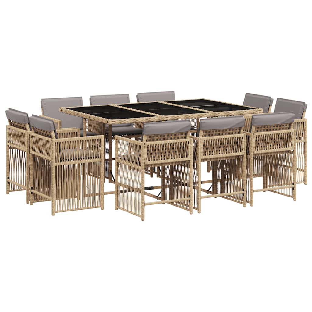 vidaXL Set mobilier grădină cu perne, 11 piese bej combinat poliratan vidaXL Set mobilier grădină cu perne, 11 piese bej combinat poliratan