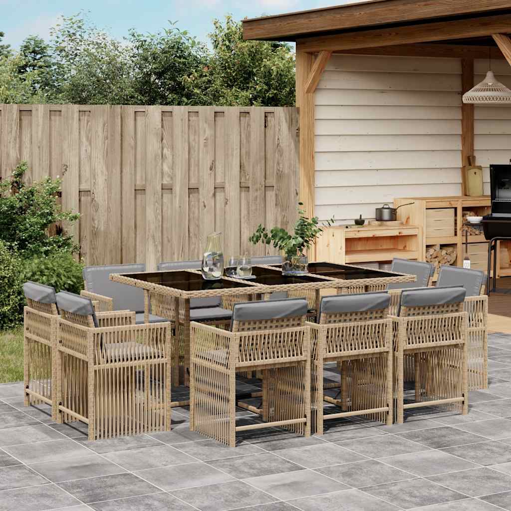 vidaXL Set mobilier grădină cu perne, 11 piese bej combinat poliratan vidaXL Set mobilier grădină cu perne, 11 piese bej combinat poliratan