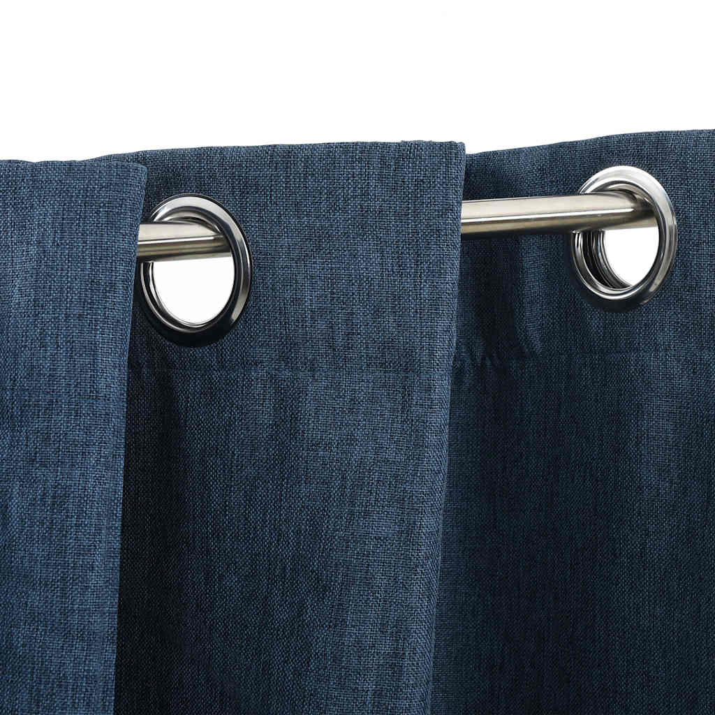vidaXL Perdele opace aspect pânză cu ocheți 2 buc. albastru 140x225 cm vidaXL Perdele opace aspect pânză cu ocheți 2 buc. albastru 140x225 cm