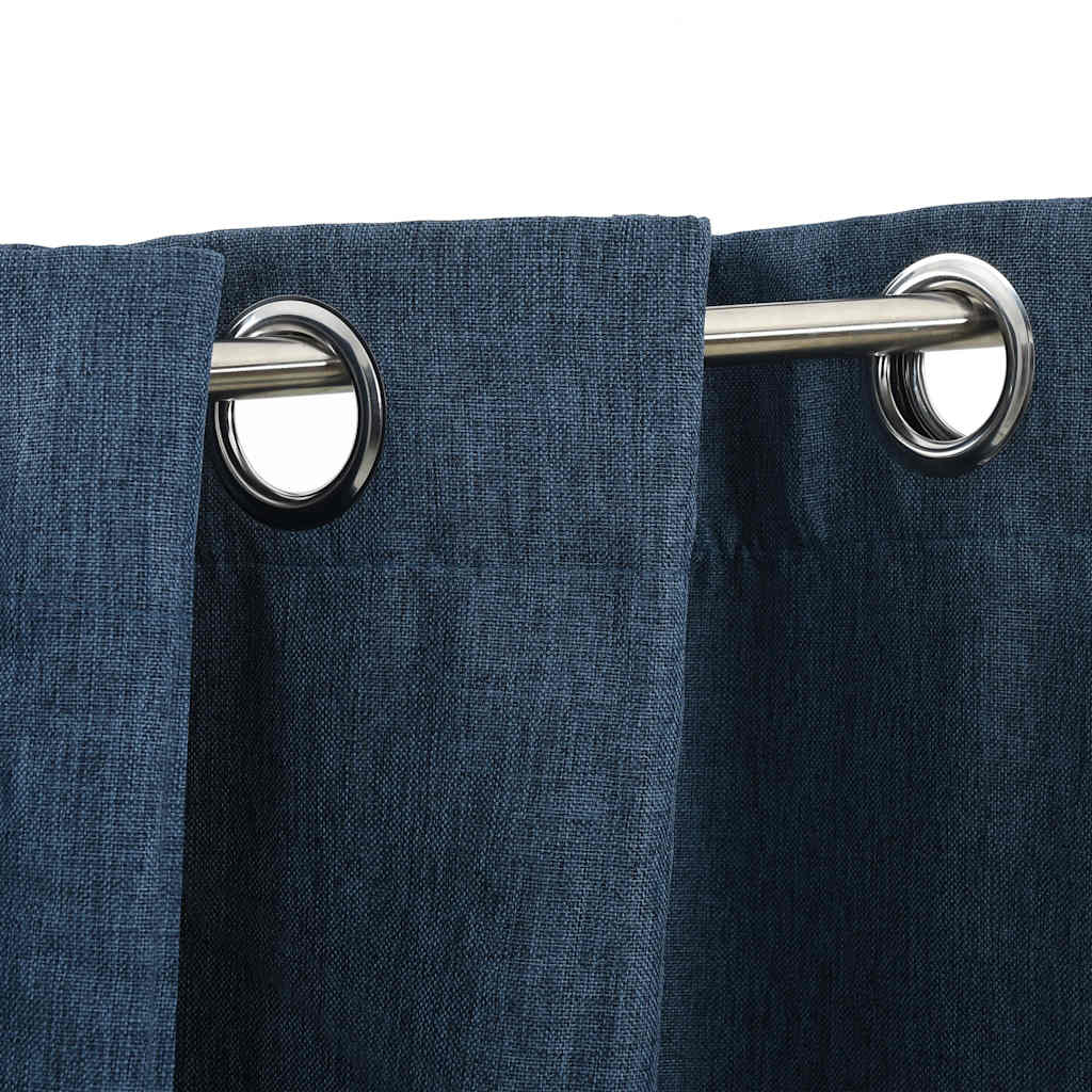 vidaXL Perdele opace aspect pânză cu ocheți 2 buc albastru 140x245 cm vidaXL Perdele opace aspect pânză cu ocheți 2 buc albastru 140x245 cm