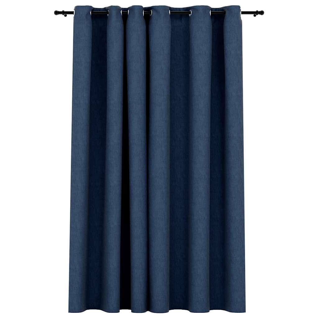 vidaXL Perdea opacă, aspect pânză, cu ocheți, albastru, 290x245 cm vidaXL Perdea opacă, aspect pânză, cu ocheți, albastru, 290x245 cm