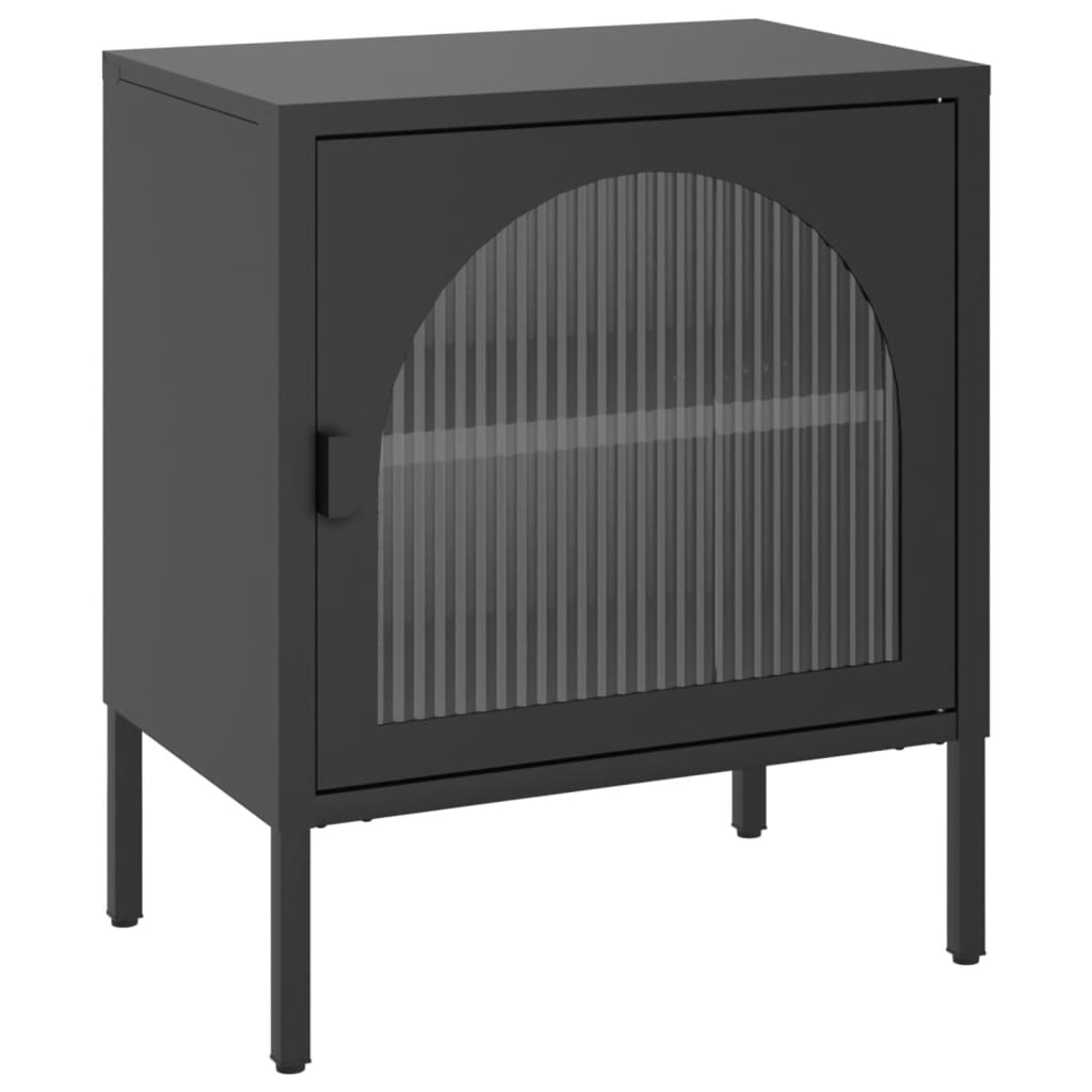 vidaXL Noptiere, 2 buc., negru, 50x35x60 cm, sticlă și oțel vidaXL Noptiere, 2 buc., negru, 50x35x60 cm, sticlă și oțel