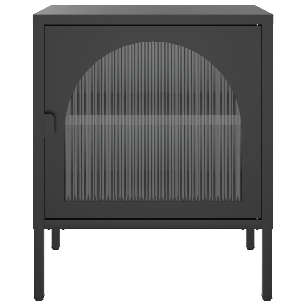 vidaXL Noptiere, 2 buc., negru, 50x35x60 cm, sticlă și oțel vidaXL Noptiere, 2 buc., negru, 50x35x60 cm, sticlă și oțel