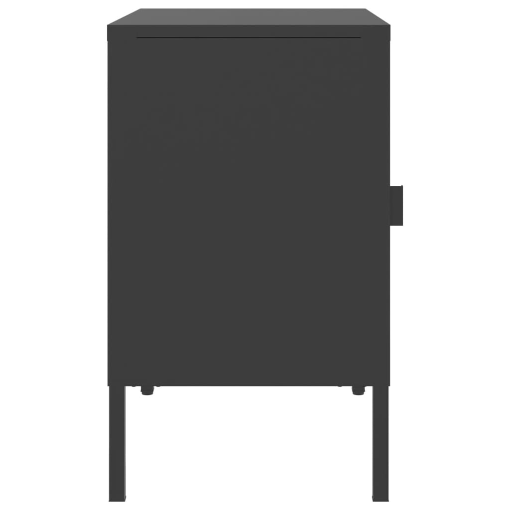 vidaXL Noptiere, 2 buc., negru, 50x35x60 cm, sticlă și oțel vidaXL Noptiere, 2 buc., negru, 50x35x60 cm, sticlă și oțel