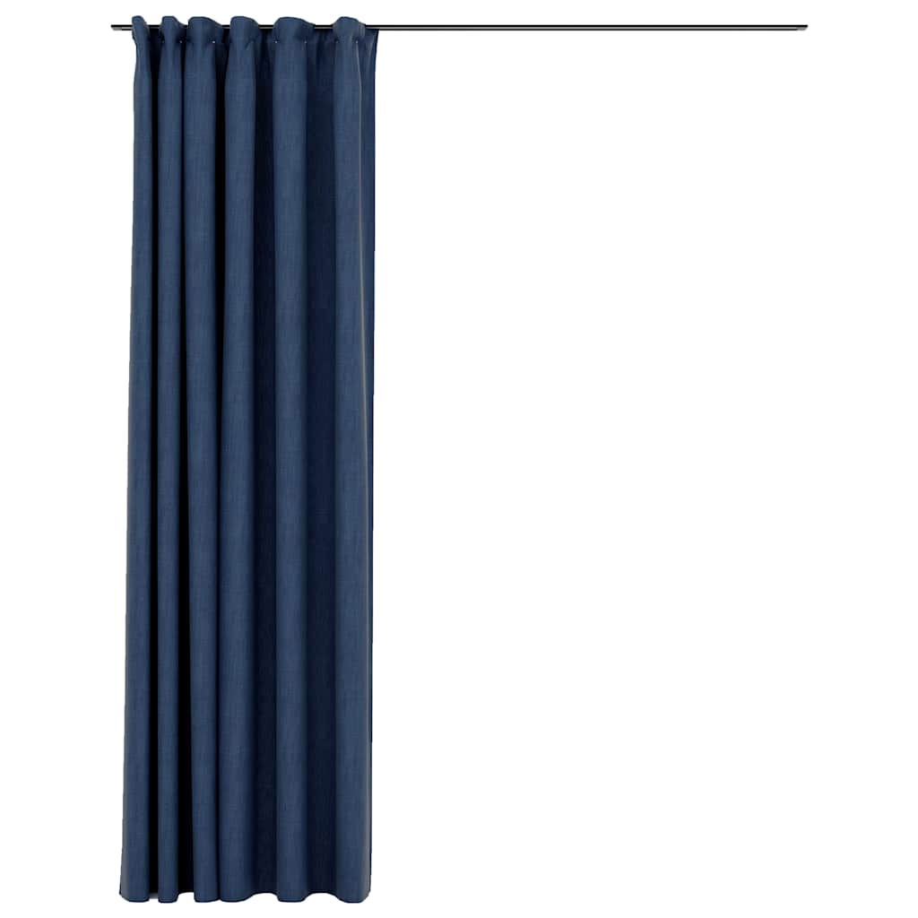 vidaXL Draperie opacă, aspect de in, albastru, 290x245 cm, cu cârlige vidaXL Draperie opacă, aspect de in, albastru, 290x245 cm, cu cârlige