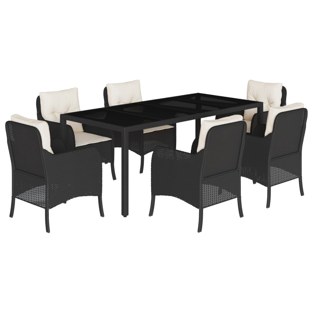 vidaXL Set mobilier de grădină cu perne, 7 piese, negru, poliratan vidaXL Set mobilier de grădină cu perne, 7 piese, negru, poliratan