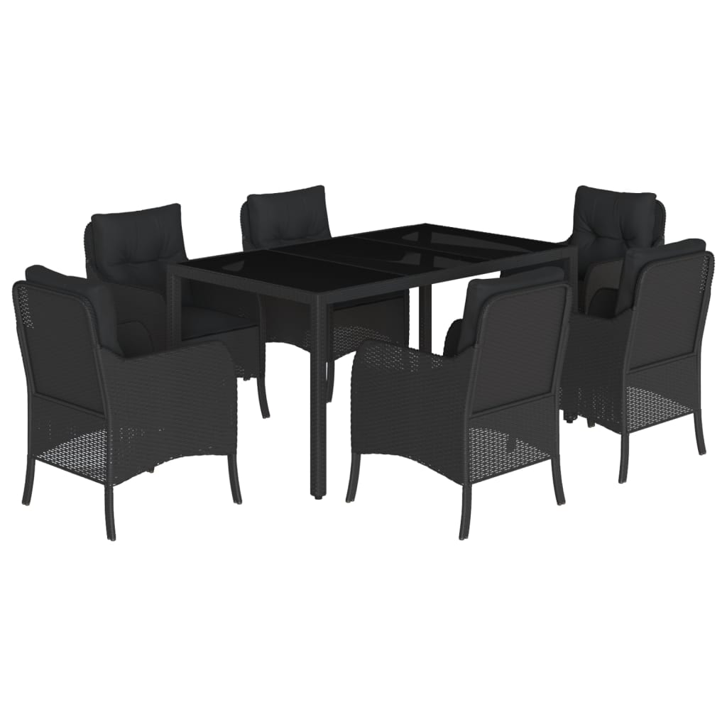 vidaXL Set mobilier de grădină cu perne, 7 piese, negru, poliratan vidaXL Set mobilier de grădină cu perne, 7 piese, negru, poliratan