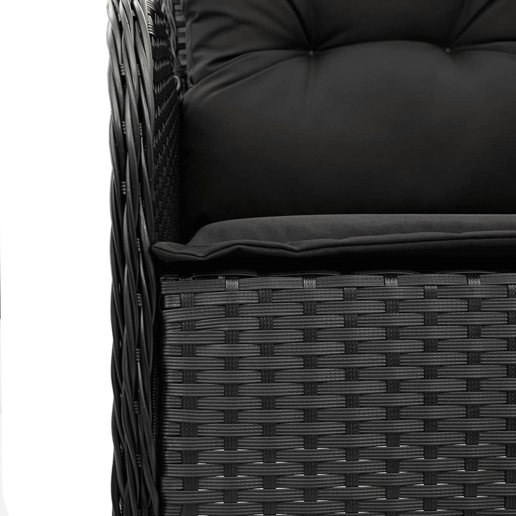 vidaXL Set mobilier de grădină cu perne, 9 piese, negru, poliratan vidaXL Set mobilier de grădină cu perne, 9 piese, negru, poliratan