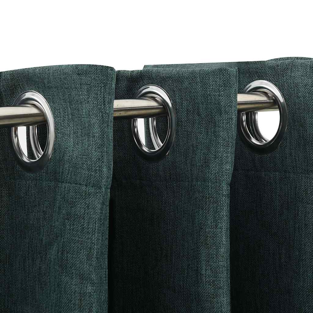 vidaXL Draperii opace, aspect in, cu ocheți, 2 buc., verde, 140x245 cm vidaXL Draperii opace, aspect in, cu ocheți, 2 buc., verde, 140x245 cm