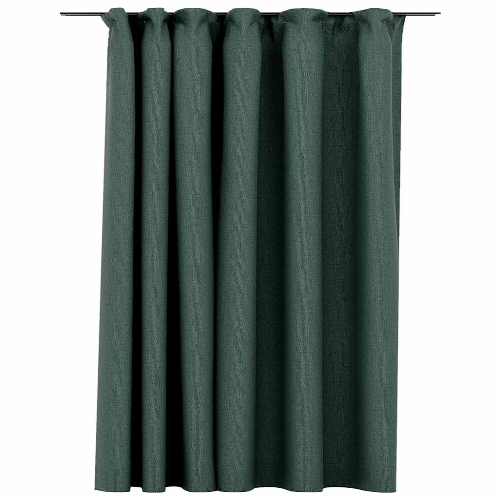 vidaXL Draperie opacă, aspect de in, verde, 290 x 245 cm, cu cârlige vidaXL Draperie opacă, aspect de in, verde, 290 x 245 cm, cu cârlige