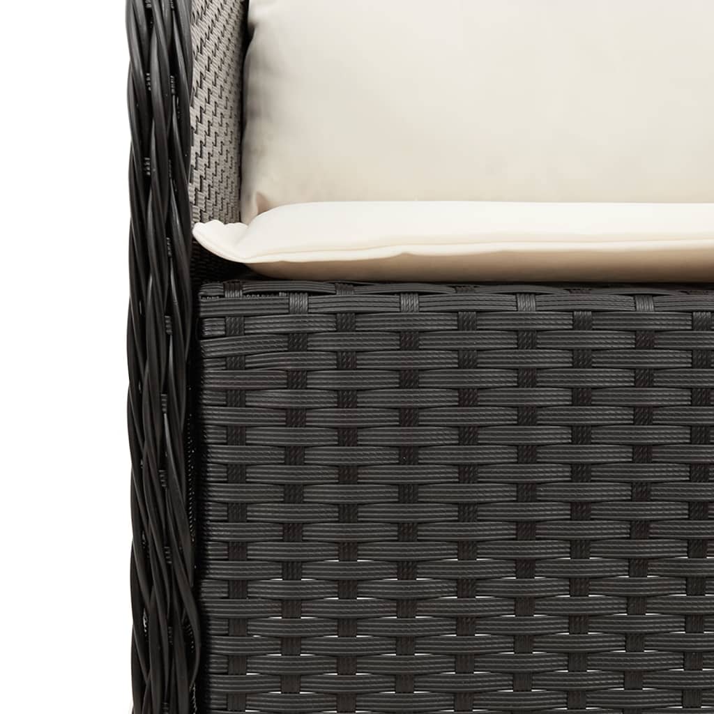 vidaXL Set mobilier de grădină cu perne, 9 piese, negru, poliratan