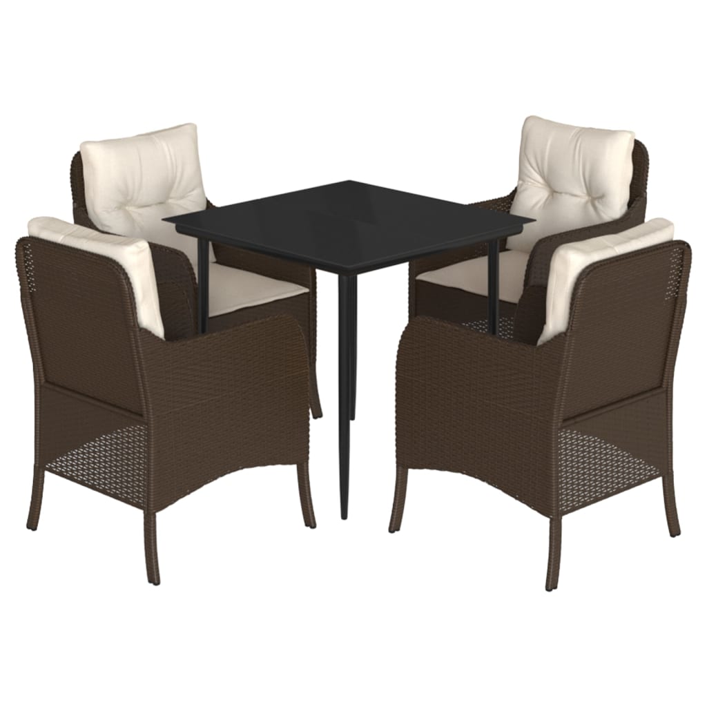 vidaXL Set mobilier de grădină, 5 piese, cu perne, maro, poliratan vidaXL Set mobilier de grădină, 5 piese, cu perne, maro, poliratan