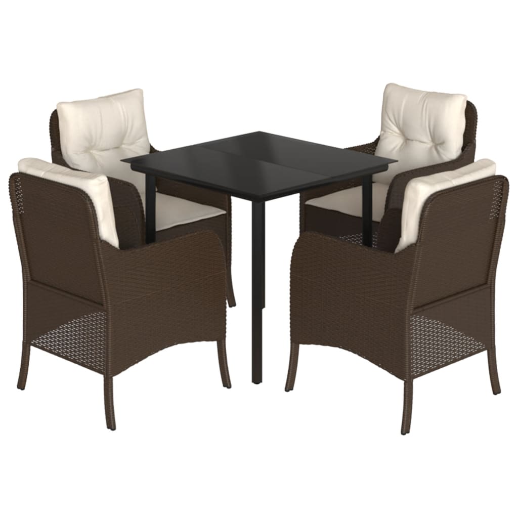 vidaXL Set mobilier de grădină, 5 piese, cu perne, maro, poliratan vidaXL Set mobilier de grădină, 5 piese, cu perne, maro, poliratan