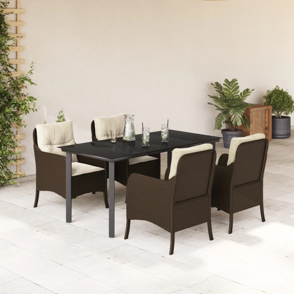 vidaXL Set mobilier de grădină, 5 piese, cu perne, maro, poliratan vidaXL Set mobilier de grădină, 5 piese, cu perne, maro, poliratan