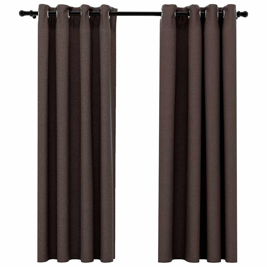 vidaXL Perdele opace aspect pânză ocheți 2 buc. gri taupe 140x175 cm vidaXL Perdele opace aspect pânză ocheți 2 buc. gri taupe 140x175 cm