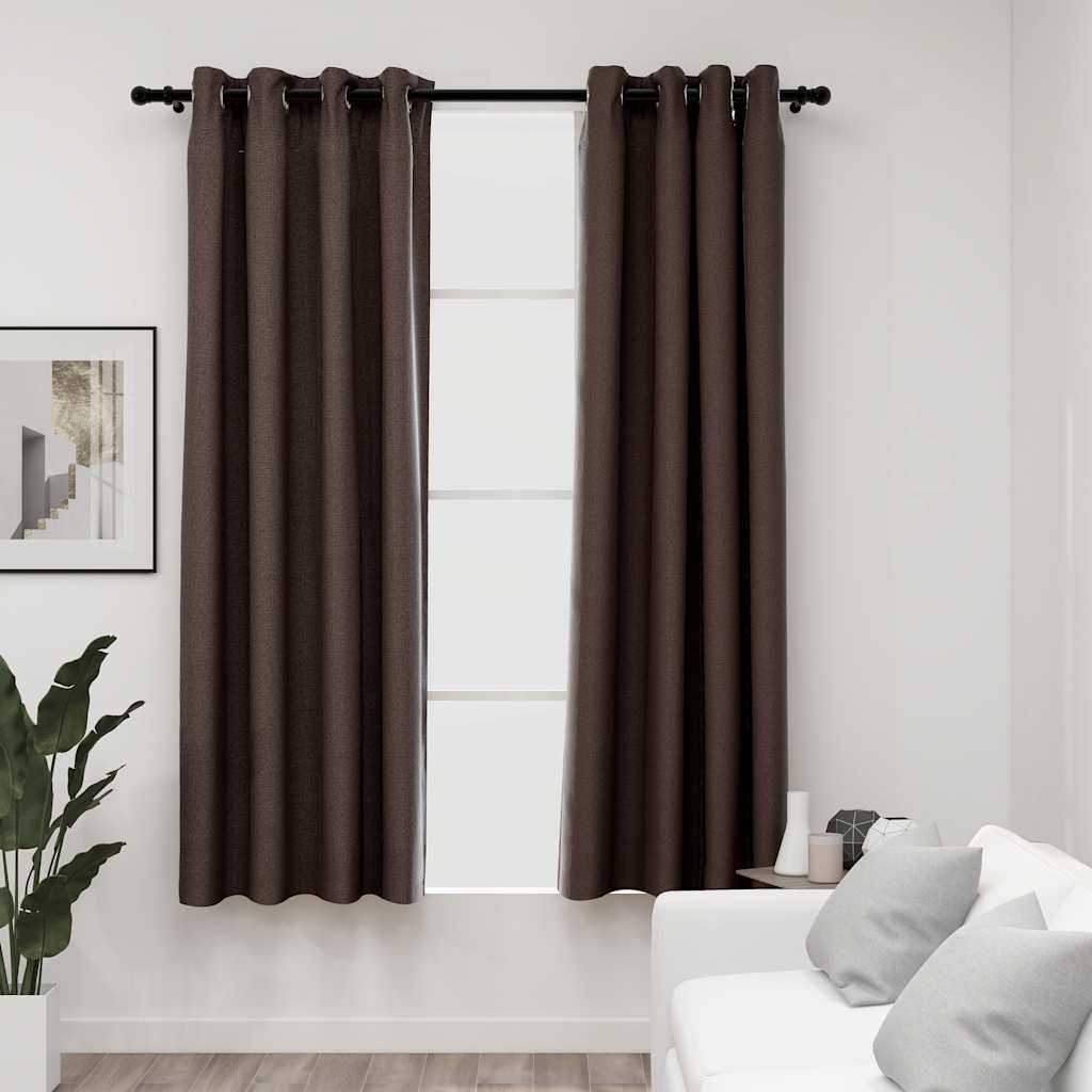 vidaXL Perdele opace aspect pânză ocheți 2 buc. gri taupe 140x175 cm vidaXL Perdele opace aspect pânză ocheți 2 buc. gri taupe 140x175 cm