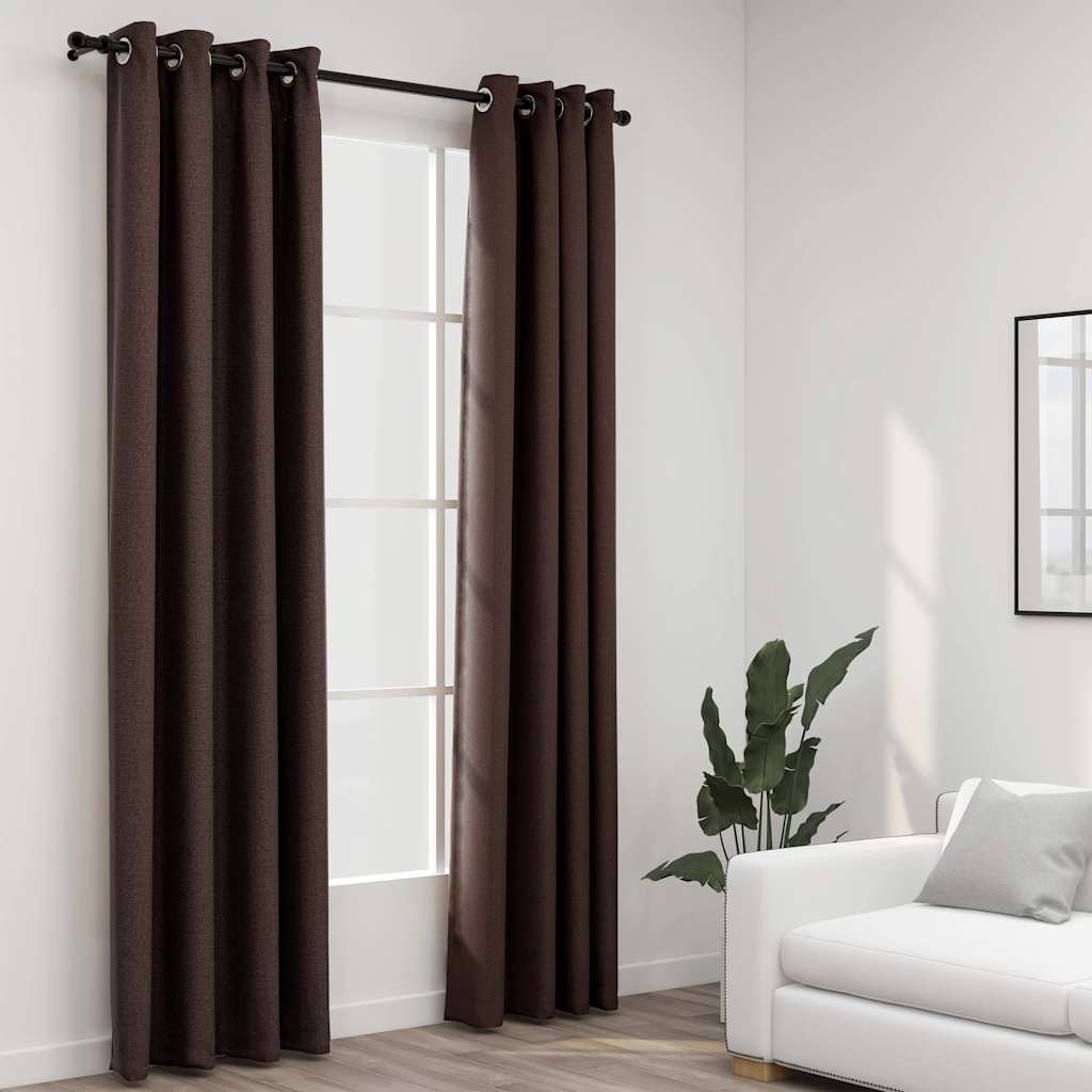 vidaXL Perdele opace aspect pânză ocheți 2 buc. gri taupe 140x225 cm vidaXL Perdele opace aspect pânză ocheți 2 buc. gri taupe 140x225 cm