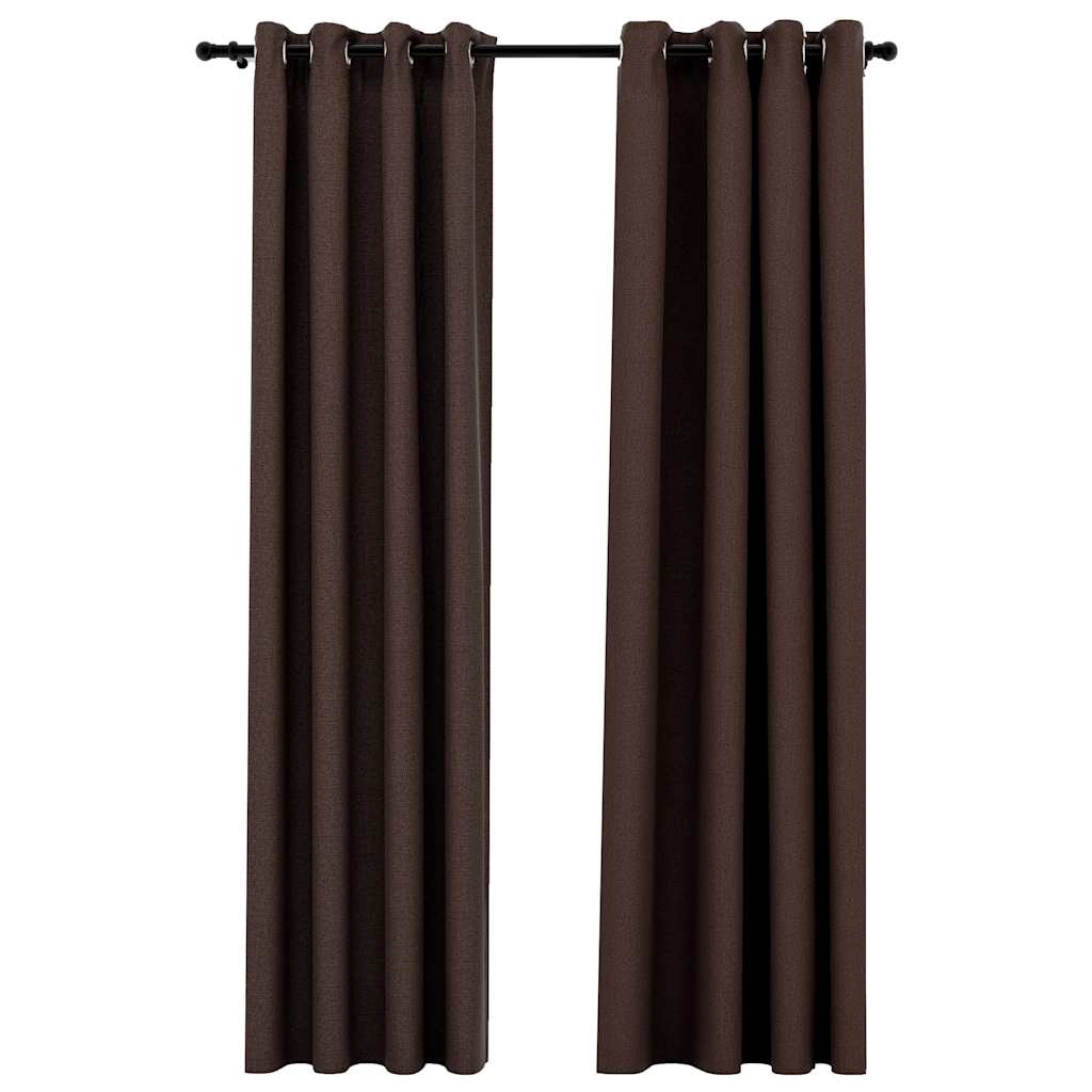 vidaXL Perdele opace, aspect pânză, ocheți, 2 buc., taupe, 140x245 cm