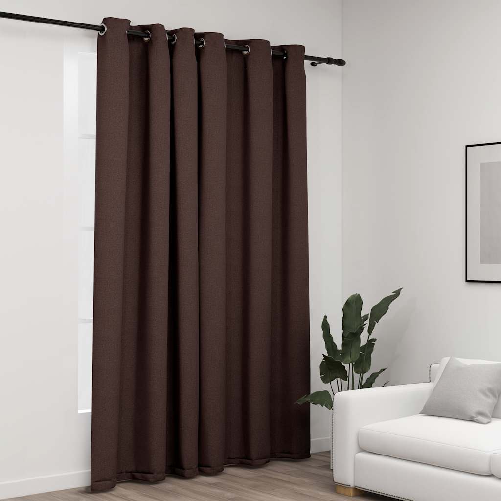 vidaXL Perdea opacă, aspect pânză, cu ocheți, gri taupe, 290x245 cm vidaXL Perdea opacă, aspect pânză, cu ocheți, gri taupe, 290x245 cm